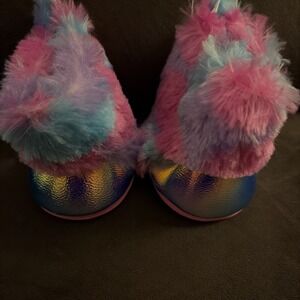 Used Build A Bear BAB Metallic Furry Purple Pink Blue Boots